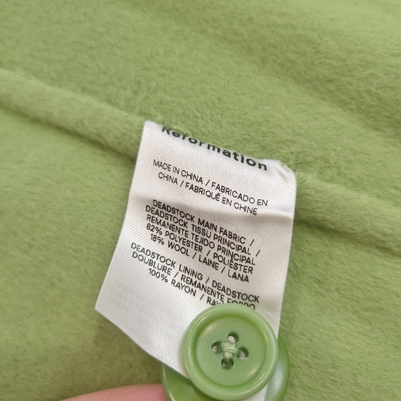 Reformation Sustainable Hayden Green Double Breasted Long Wool Coat - Picture 12 of 16